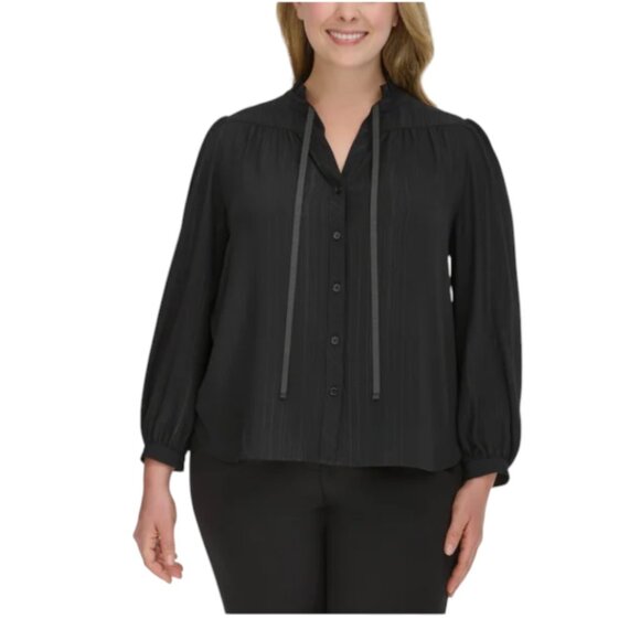 NWOT DKNY Lurex Blouses | Black - Picture 1 of 4